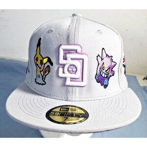 San Diego Padres X Pokemon New Era 59Fifty Grey Fitted Hat Cap NEW Size 7